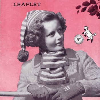 50's Girl’s Knitted Cap, Scarf and Gloves. PDF Knitting Pattern. Vintage Knitting pattern. INSTANT DOWNLOAD