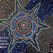 Authentic Aboriginal oil on canvas print "Baiame Creation " limited edition