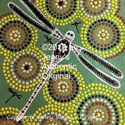 Authentic ABORIGINAL oil on canvas "DRAGONFLY on the BILLABONG" Limited Edition