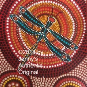 Authentic Aboriginal oil on canvas print "Bush Dragonfly" limited edition