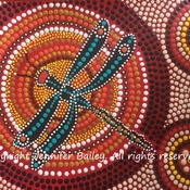 Authentic Aboriginal oil on canvas print "Bush Dragonfly" limited edition