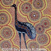 Authentic ABORIGINAL oil on canvas PRINT "Dancing Desert EMU" Limited EDITION
