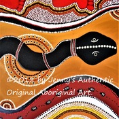 Jenny's Authentic Aboriginal Art Authentic ABORIGINAL oil on canvas PRINT RAINBOW SERPENT Limited Edition