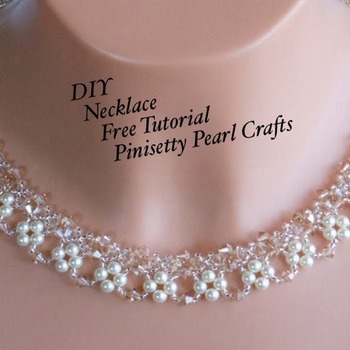 Bib Statement Trendy Pearl Necklace with Crystal Rhinestone tutorial