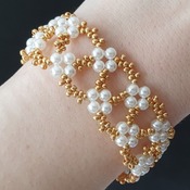 champagne style crystal and pearl interwaved bracelet  tutorial