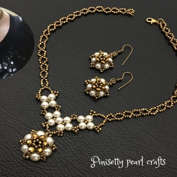 classic vintage style champagne color pearl jewelry set project  tutorial