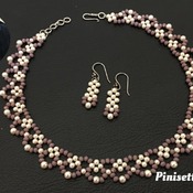 purple color victoria pearl bead necklace and matching earrings tutorial project