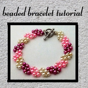 threading coral red and pink and white crystal and pearl bead jewelry set tutorial