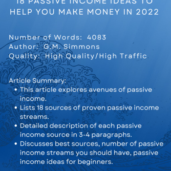 Blog Article | 18 Passive Income Ideas | 4083 words