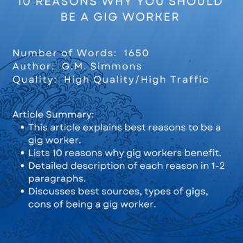 Blog Article | 10 Reasons Why You Should Be a Gig Worker | 1650 words