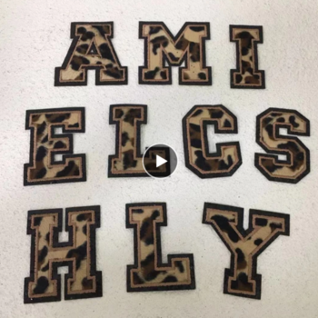 free shipping 1PC English Letter A-Z Patches Leopard Print Chenille Iron On Letters 8cm DIY Supplies for Clothing Sew Alphabet Appliques