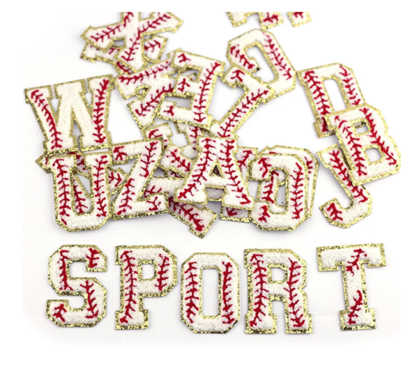 free shipping  Iron-on Baseball Letter Patches 7cm A B C D E F G H Spot Clothing Patch English Alphabet Towel Letter Embroidery Patches