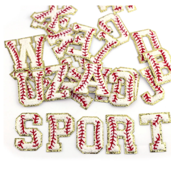 free shipping  Iron-on Baseball Letter Patches 7cm A B C D E F G H Spot Clothing Patch English Alphabet Towel Letter Embroidery Patches