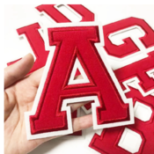 free shipping  Large Red Letters Alphabet Embroidered Iron On Patches For Clothing Jacket Sew On Accessories DIY Name Patch Applique