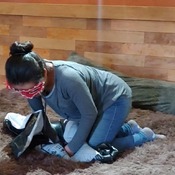 Deflating black intex whale