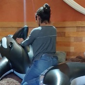 Riding my black intex whale