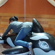 Riding my black intex whale