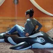 Riding my black intex whale