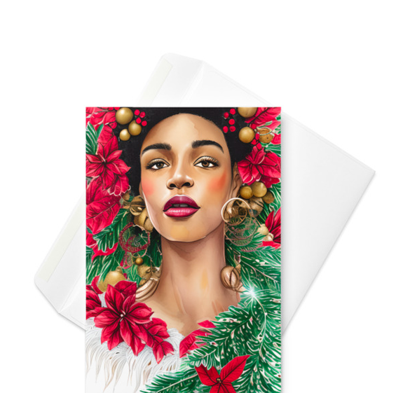 Diva Christmas Greeting Card Covers Bundle, Black Woman Art Prints