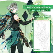 Light of foliar Sanction - Alhaitham - Genshin Impact - Cosplay sword Pattern Blueprint