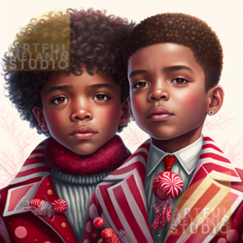 SAM & XAVIER | Cool Christmas Kids | PNG Printable File