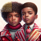 SAM & XAVIER | Cool Christmas Kids | PNG Printable File