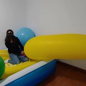 Blowing up big balloons by pump!