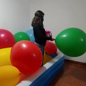 Blowing up big balloons by pump!