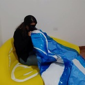 Blowing up inflatable pool by Ary!!