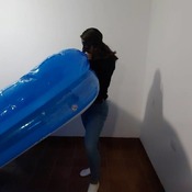 Blowing up inflatable pool by Ary!!