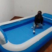 Blowing up inflatable pool by Ary!!