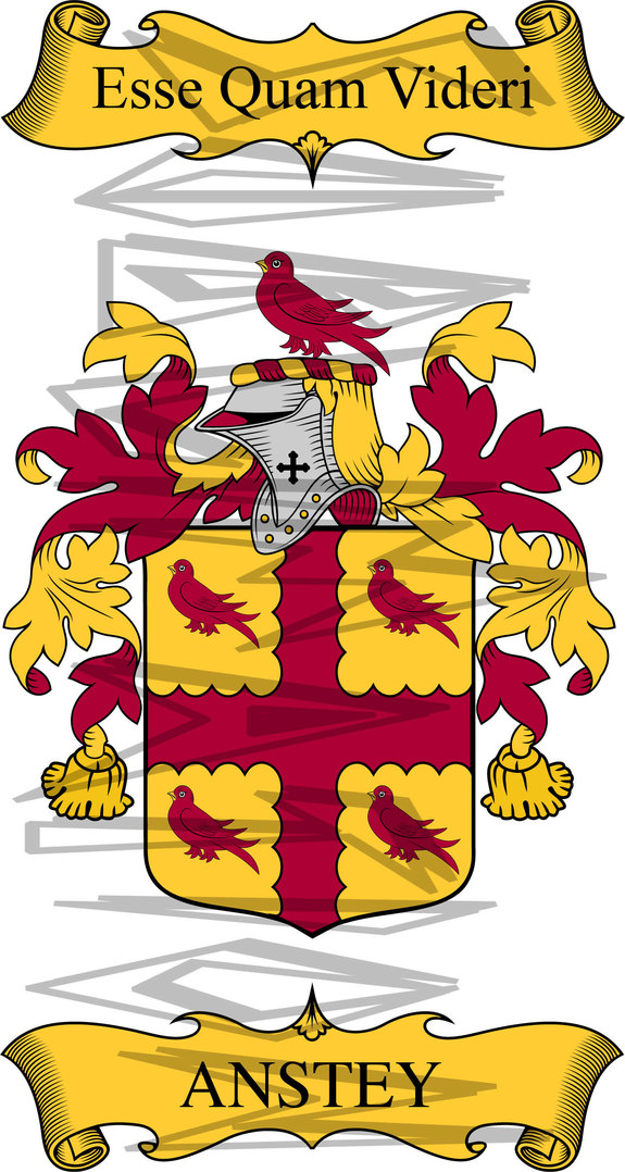Anstey Coat of Arms and Line Drawing.