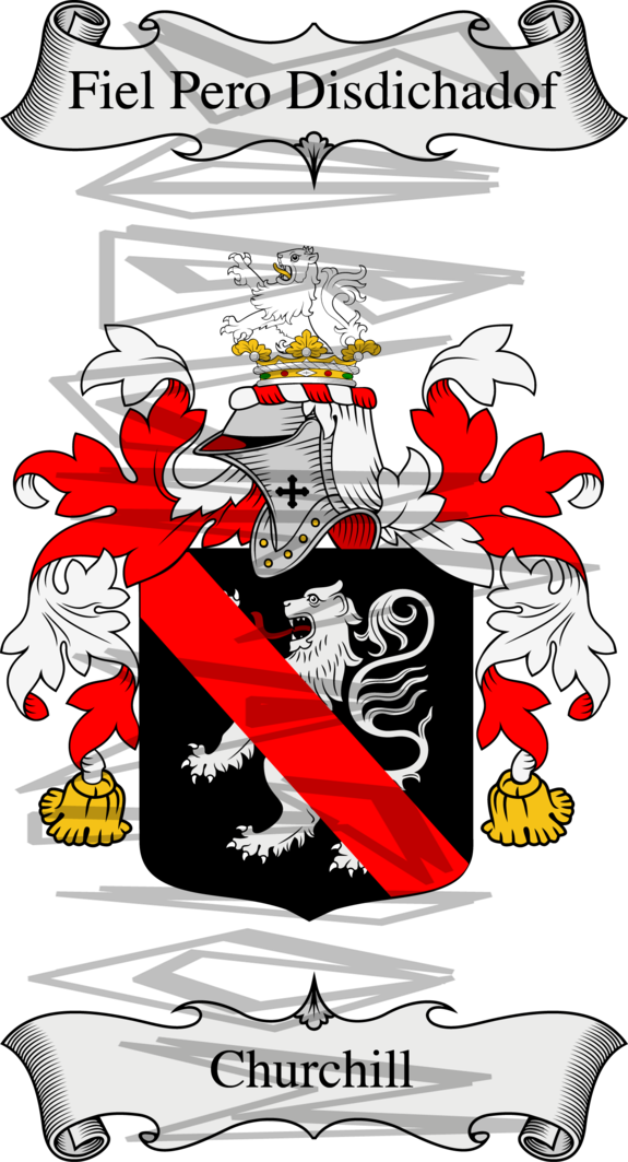 Churchill Coat of Arms Line Drawing.