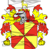 Fortune Coat of Arms with Crest and Line Drawing.