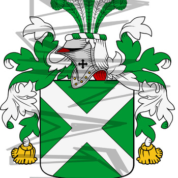 Howley Coat of Arms with Crest and Line Drawing.