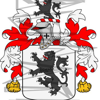 Ings Coat of Arms with Crest and Line Drawing.