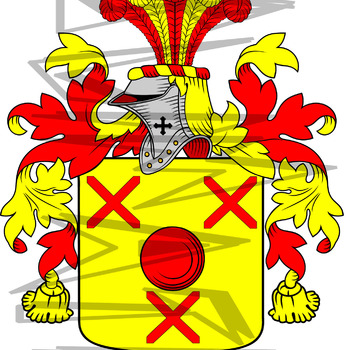 Jevons Coat of Arms with Crest Line Drawing.