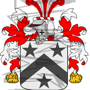Kiley coat of Arms with Crest and Line Drawing.