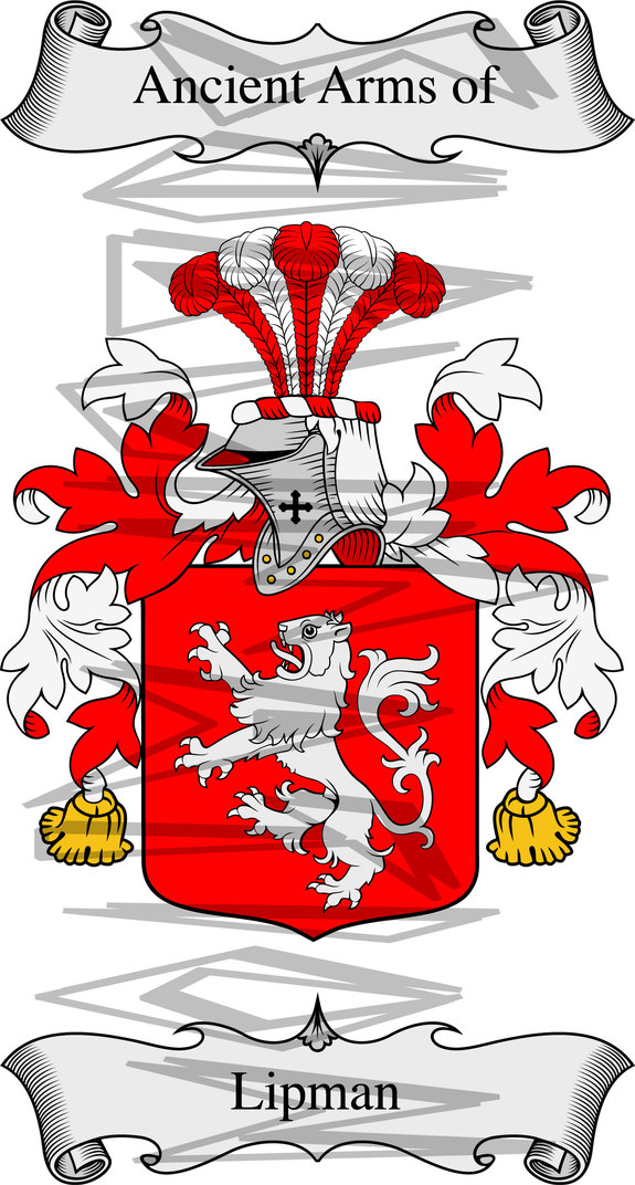Lipman Coat of Arms with Crest Line Drawing.