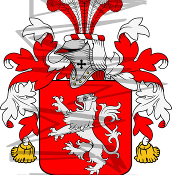 Lipman Coat of Arms with Crest and Line Drawing.
