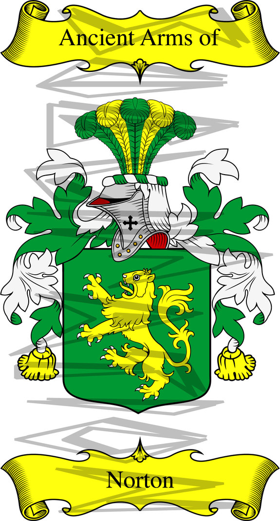 Norton Coat of Arms with Crest Line Drawing.