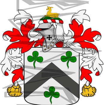 Underhill Coat of Arms with Crest and Line Drawing.