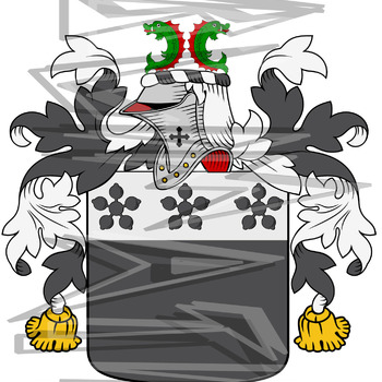 Vickery Coat of Arms with Crest Line Drawing.