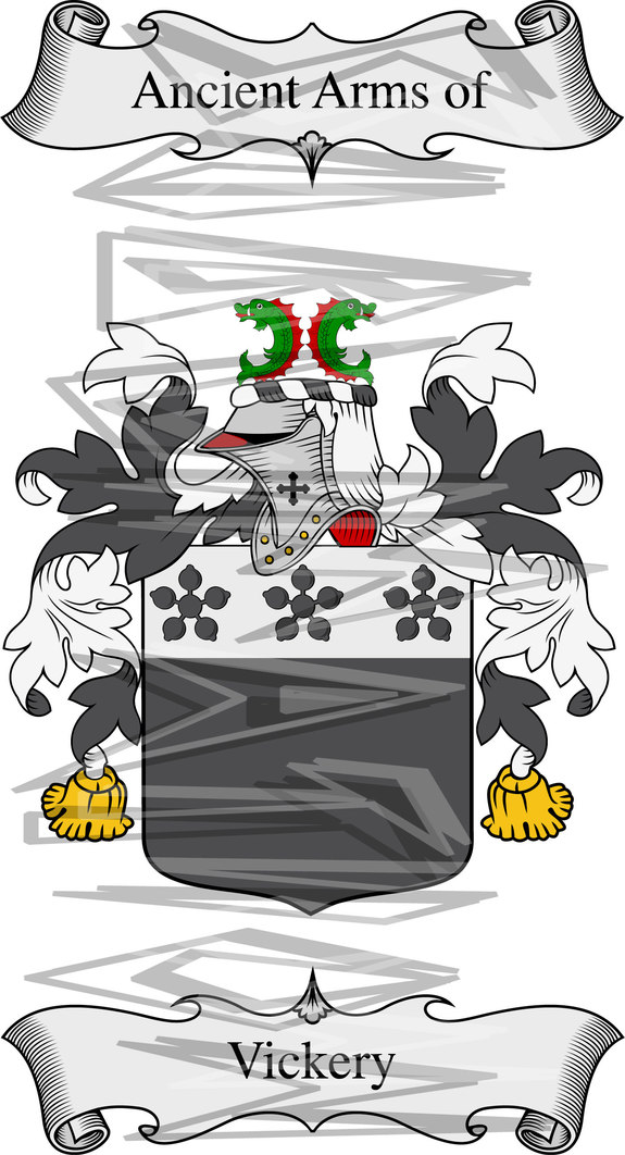 Vickery Coat of Arms with Crest.