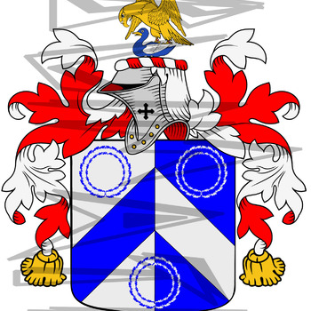 Yarborough Coat of Arms with Crest and Line Drawing.