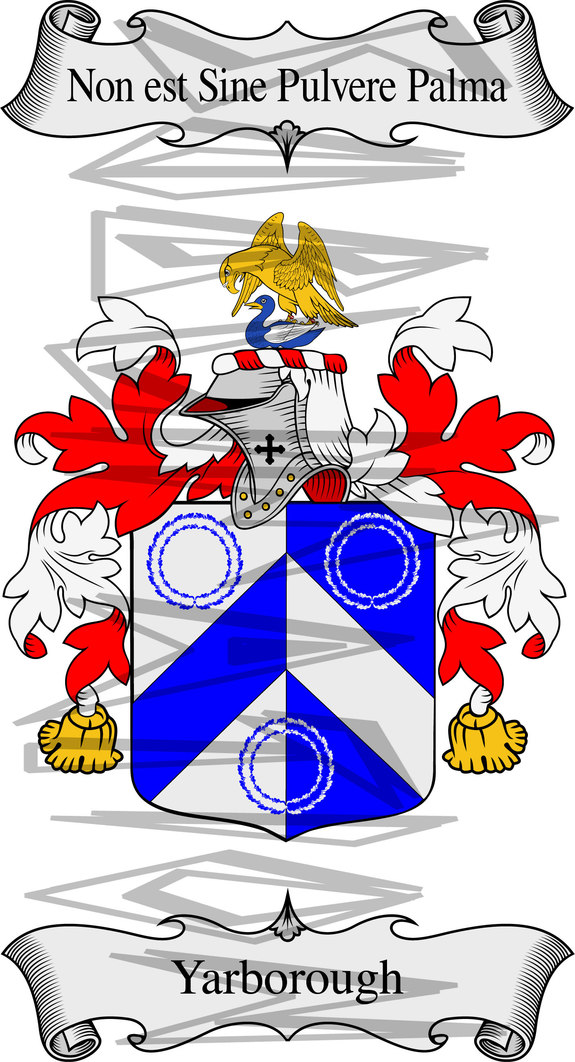 Yarborough Coat of Arms with Crest Line Drawing.