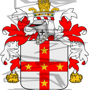Adams Coat of Arms with Crest and Line Drawing.