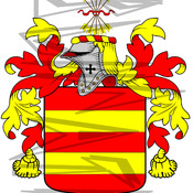 Cameron Coat of Arms with Crest and Line Drawing.