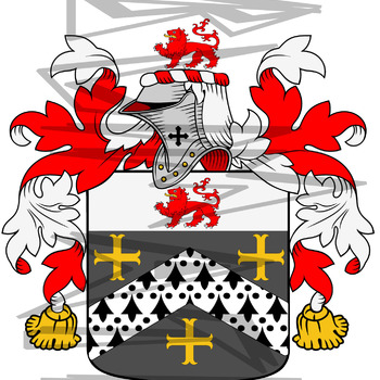 Turner Coat of Arms with Crest and Line Drawing.