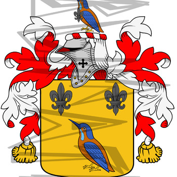 Fisher Coat of Arms with Crest.